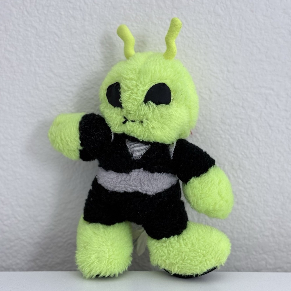 Vintage 1997 Nanco Plush Toy 9" Tall Neon Green Alien Martian Stuffed Animal